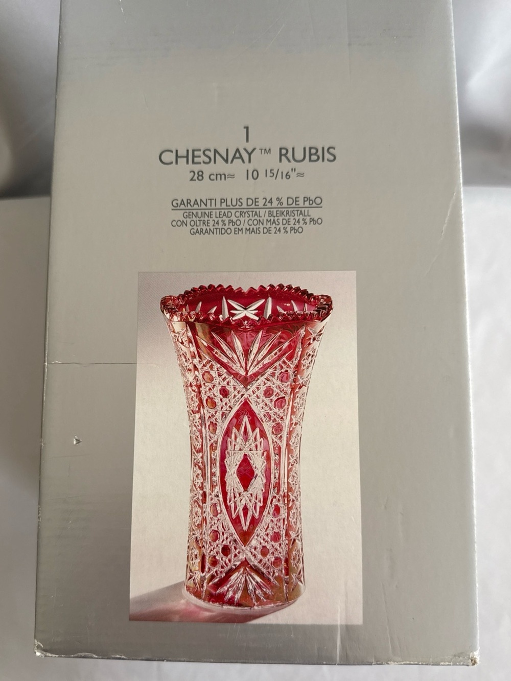 Vintage Cristal D'Arques Durand Chesnay Rubis Cut to Clear Crystal Vase 11" - Picture 7 of 10